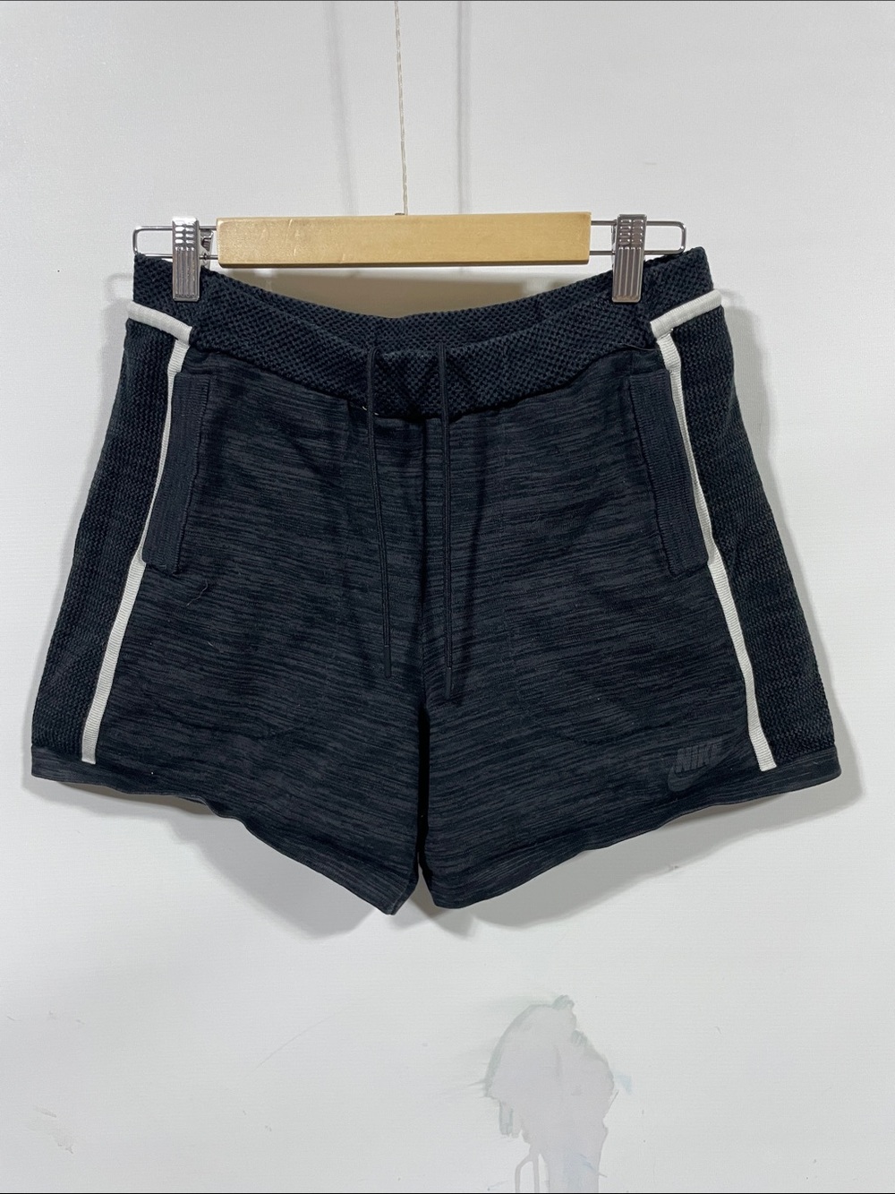 Nike tech fleece Women's Black Knit Athletic Shorts with Contrast Trim